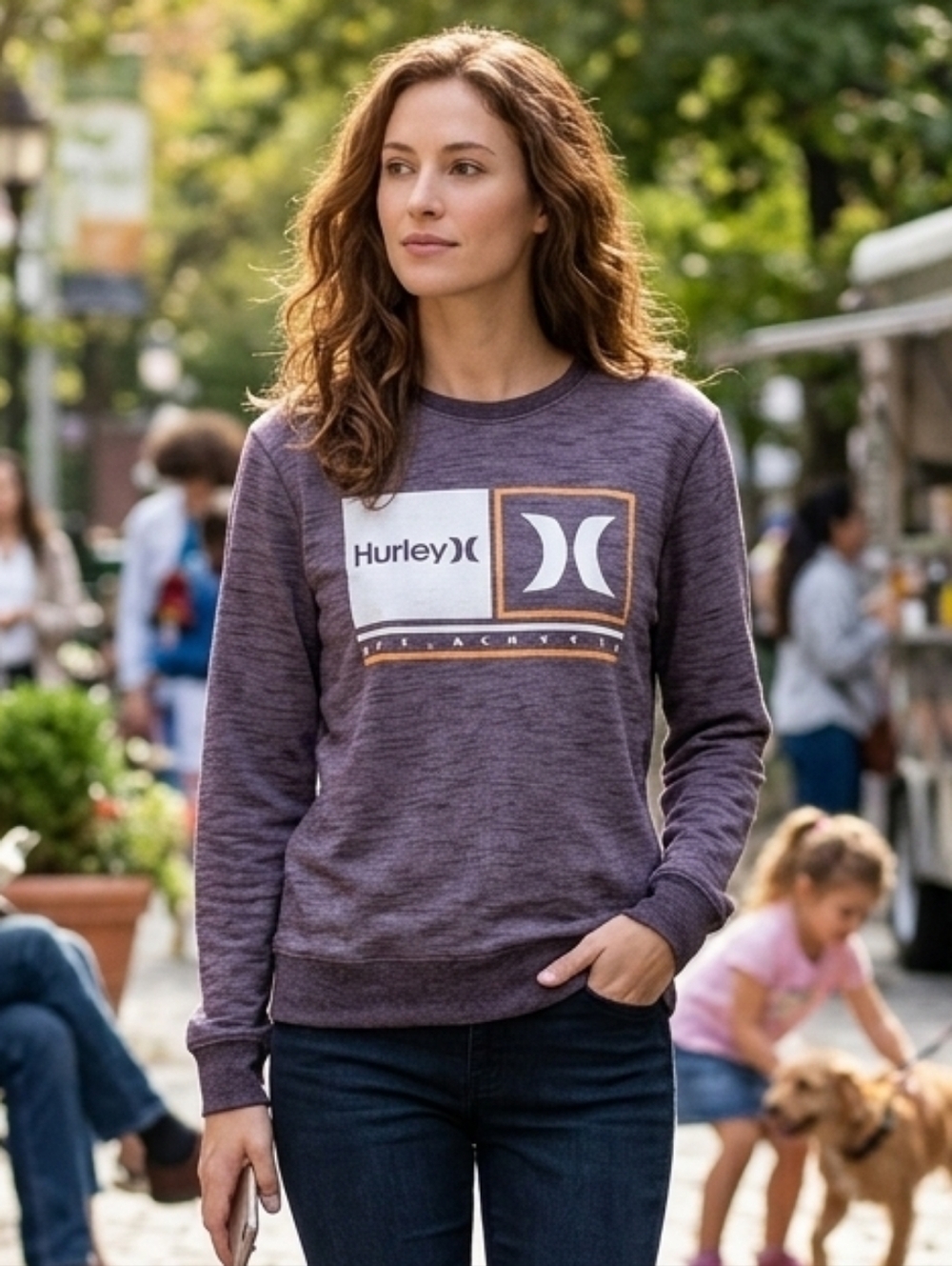 Hurley Women's Purple Sporty Graphic Crewneck Sweatshirt Size S